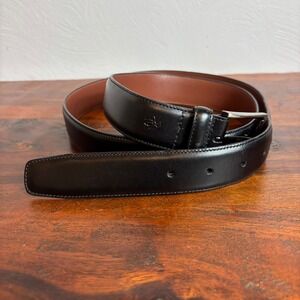 Original Penguin Mens Black Leather Belt Embossed Logo‎ Silver Buckle Size 38